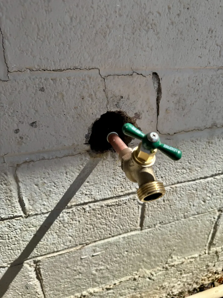 New hose bib on copper pipe at a Tempe home after repair